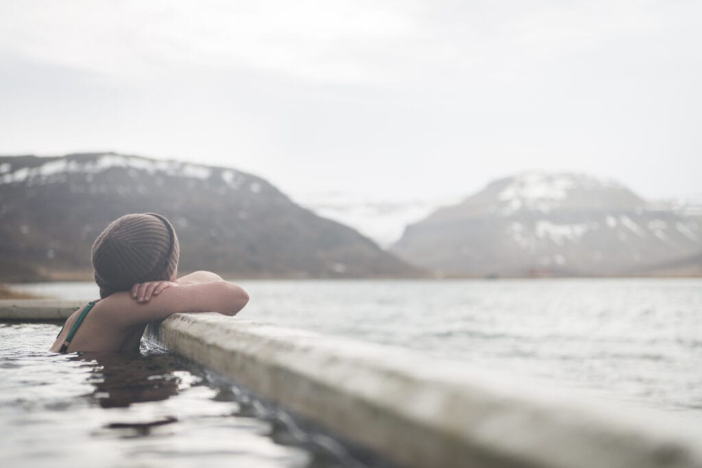 Hörgshlíðarlaug hot spring in Westfjords of Iceland