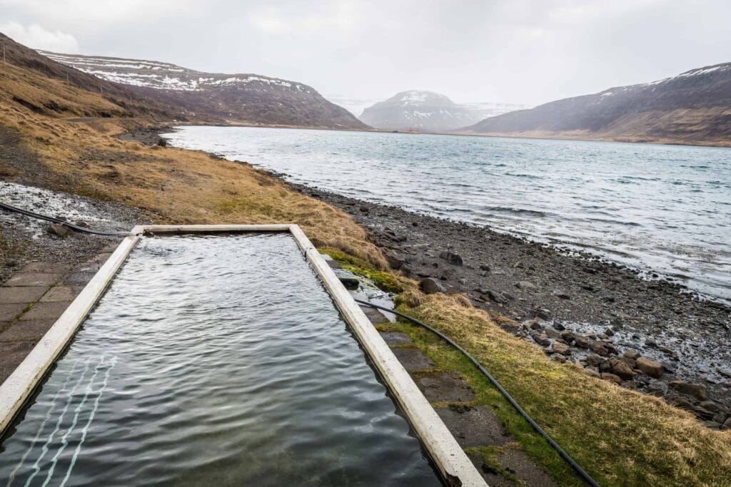 Hörgshlíðarlaug hot spring in Westfjords of Iceland