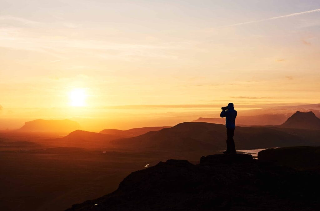 Photography in Iceland - sunset at the top of a mountain