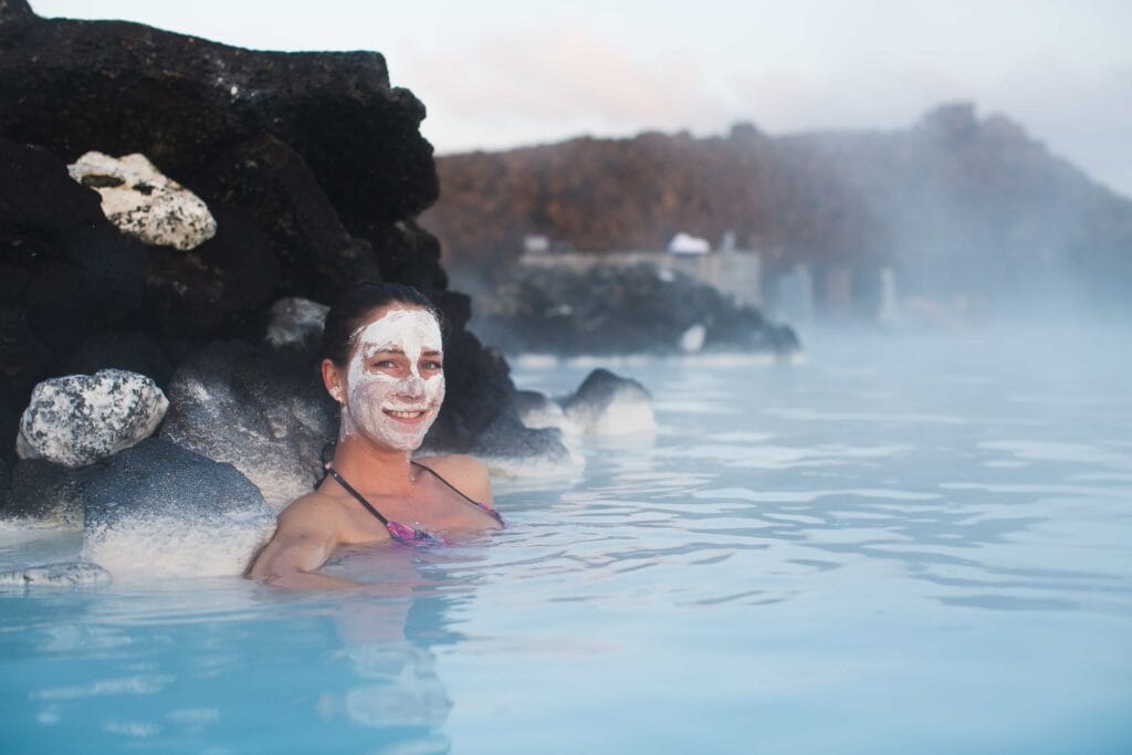 Blue lagoon skin care in Iceland, arriving early in Iceland