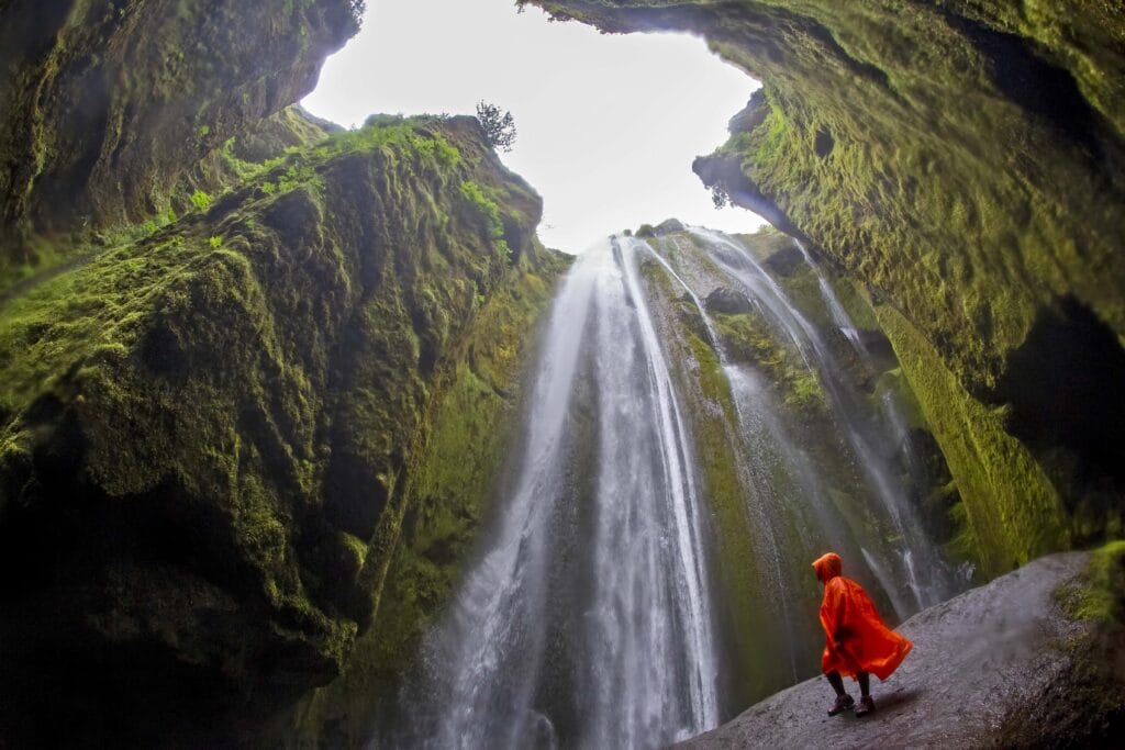 Iceland Must See - Gljúfrabúi hidden waterfall in a gorge in south Iceland