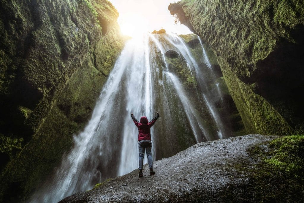 Gljúfrabúi hidden waterfall in a gorge - south Iceland Tours Guide
