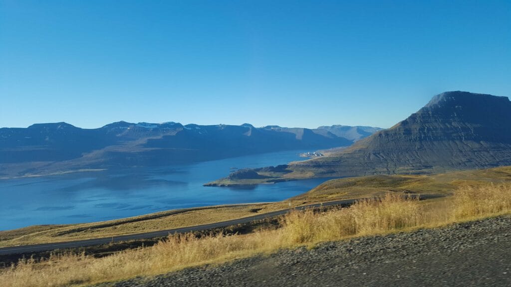 Reyðarfjörður village in Eastfjords of Iceland