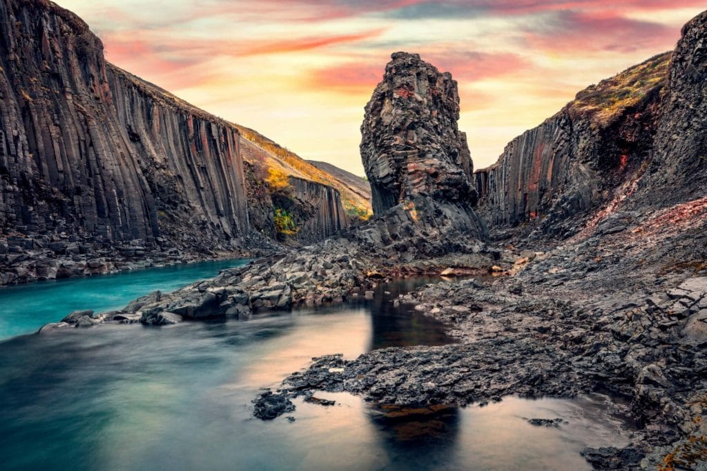 Stuðlagil Canyon, basalt column canyon in East Iceland