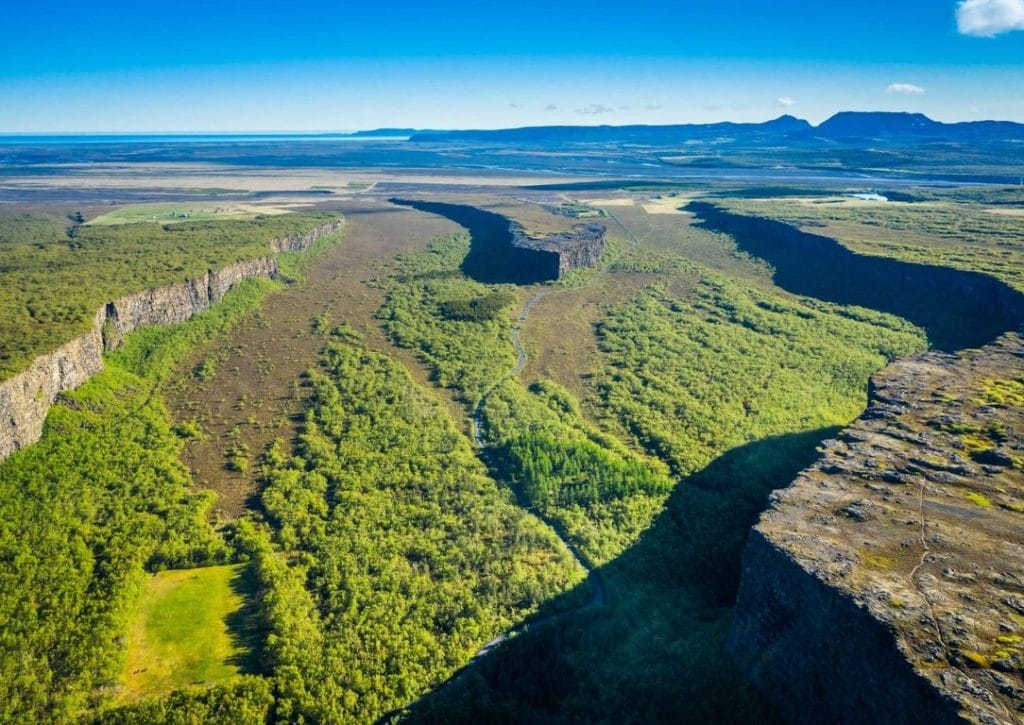 Ásbyrgi canyon in North Iceland, horseshoe shape canyon in Iceland