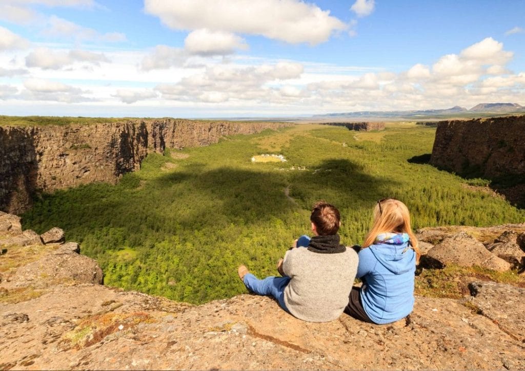 Ásbyrgi canyon in North Iceland, horseshoe shape canyon in Iceland