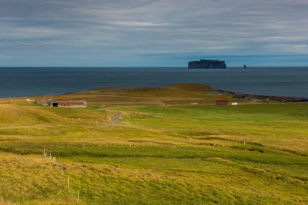 Drangey Island in north Iceland seen from land