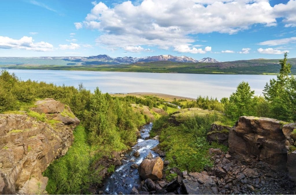 view over Lagafljót lake in Egilsstaðir east Iceland