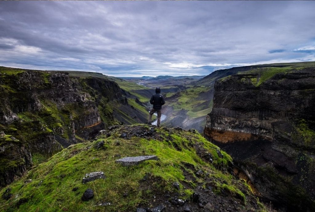 Háifoss waterfall in Golden Circle Iceland