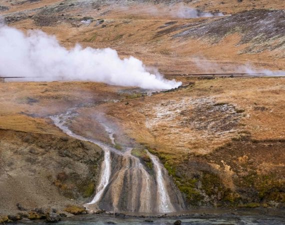 hot spring waterfall in Hveragerði
