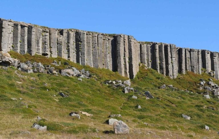 Gerðuberg basalt column cliffs in Snæfellsnes Peninsula Iceland