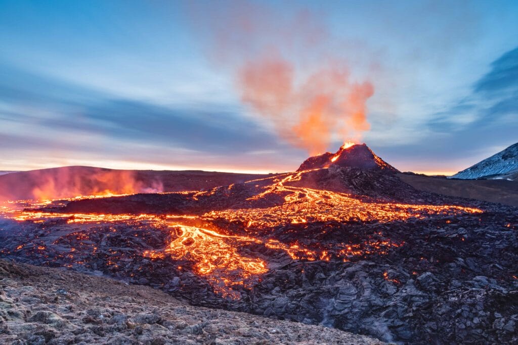 active volcano tour, Geldingadalur erupting volcano in Iceland