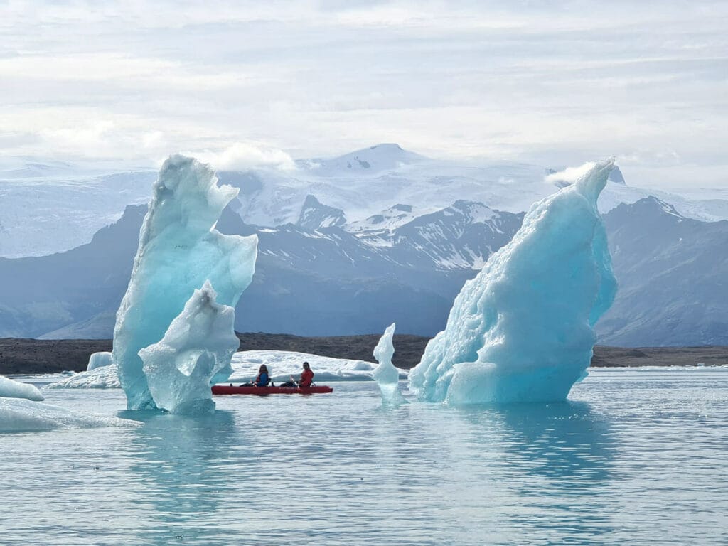 Kayak on Jokulsarlon glacier lagoon