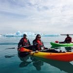 Kayak on Jokulsarlon glacier lagoon