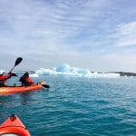 Kayak on Jokulsarlon glacier lagoon