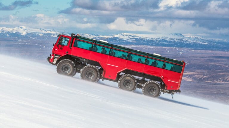 Monster Truck can climb on every even the most difficult terrain Langjokull Glacier