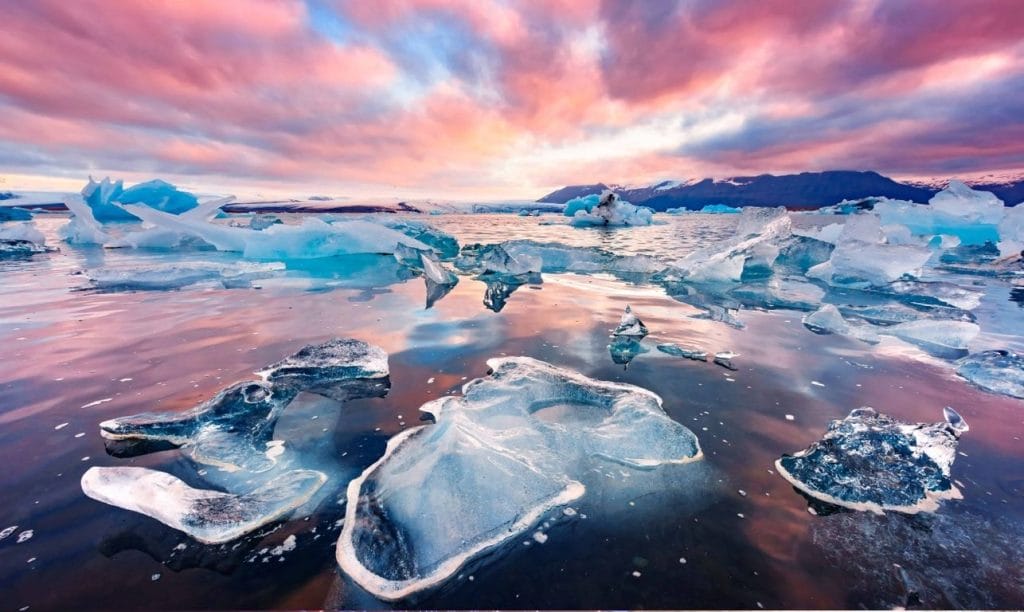 Iceland Must See - Midnight Sun and Sunset at Jokulsarlon Glacier Lagoon in South Iceland - Iceland Travel Packages, Glacier Lagoons Iceland