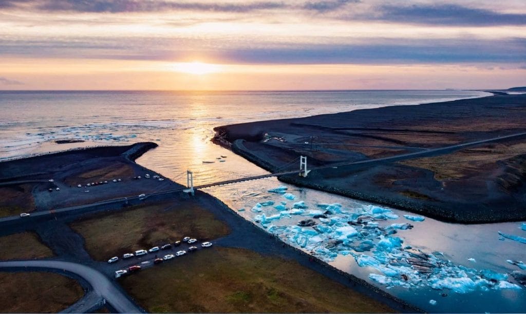 Iceland Photo Tours - Drone Shot from Jokulsarlon Glacier Lagoon in South Iceland