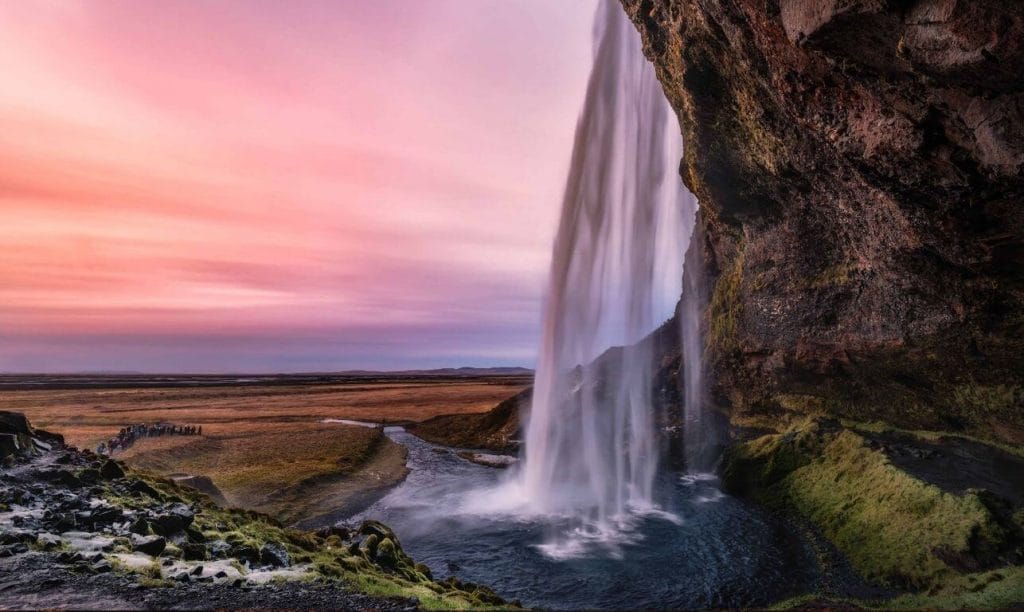 South Coast Iceland, south Iceland must see - Seljalandsfoss walk behind waterfall