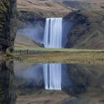 Skógafoss waterfall seen from the ring road in Iceland