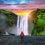 Iceland Travels | Top Sights in Iceland, Beautiful Sunset at Skógafoss Waterfall - South Iceland Must See - Midnight Sun in Iceland