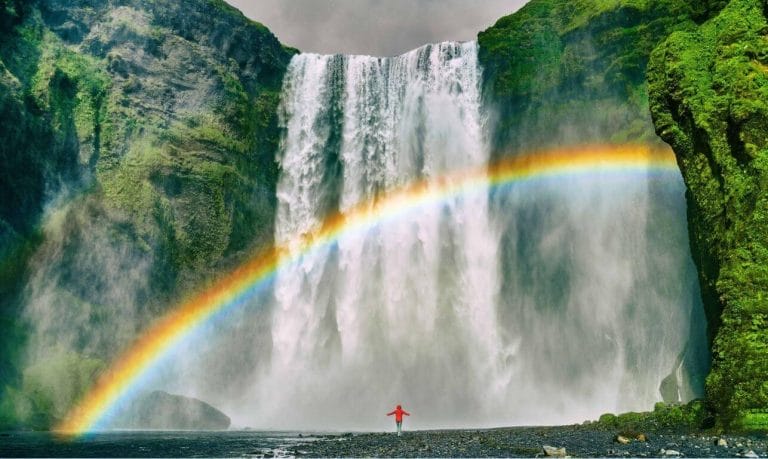 Rainbow at Skógafoss Waterfall - Iceland Must See