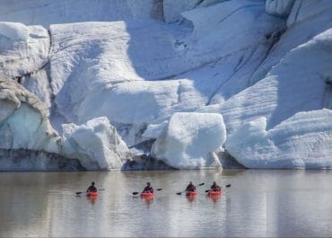 Kayaking on Solheimajokull Glacier Lagoon