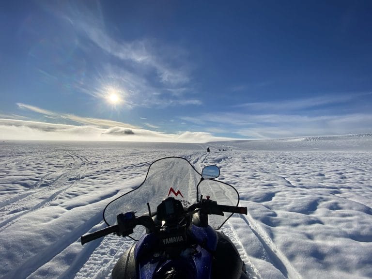 Snowmobile on Langjokull Glacier