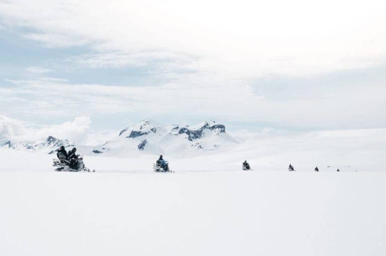 Snowmobile on Langjokull Glacier