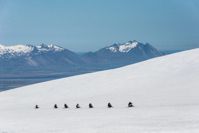 Snowmoile tour on Vatnajokull Iceland