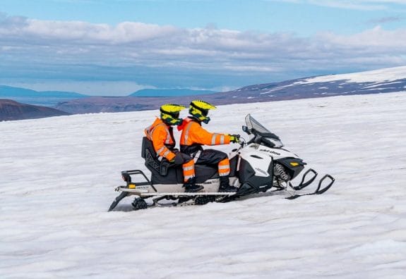 snowmobiling into the glacier