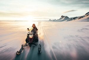 Snowmobile on Langjokull Glacier, Snowmobiling in Iceland, Glacier Snowmobiling