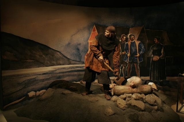 Lifelike Viking wax figure exhibit at the Saga Museum in Reykjavík