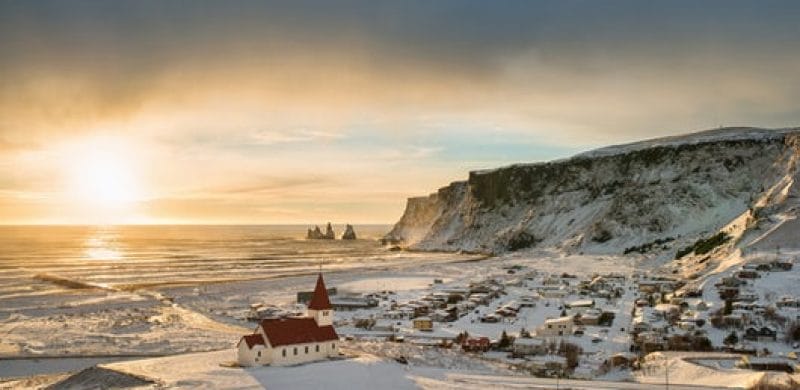 Vík village during winter