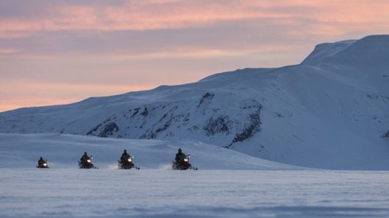 Iceland Snowmobile Tour, Snowmobile Iceland, Snowmobiling in Iceland, snowmobile on langjokull glacier into the glacier