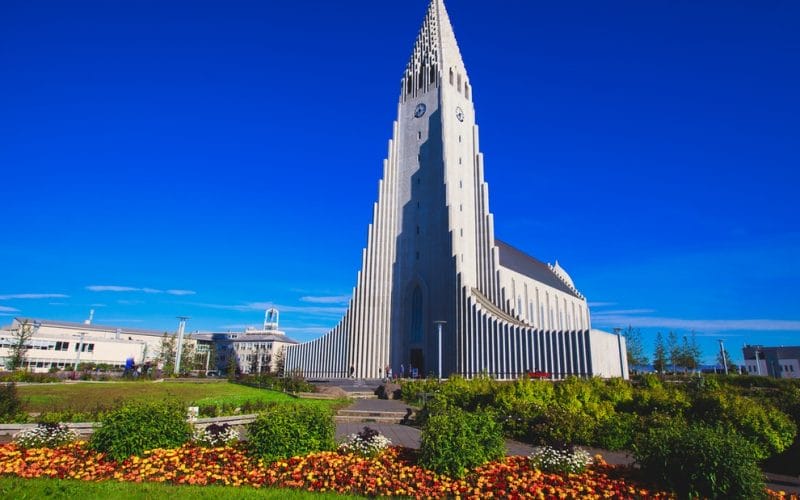 Hallgrimskirkja church in downtown Reykjavik on the Reykjavik walking tour