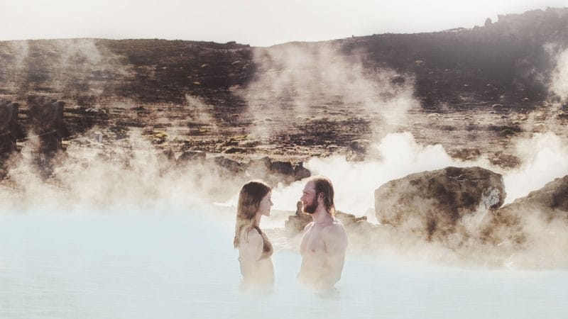 a couple in Myvatn Nature Baths in north Iceland