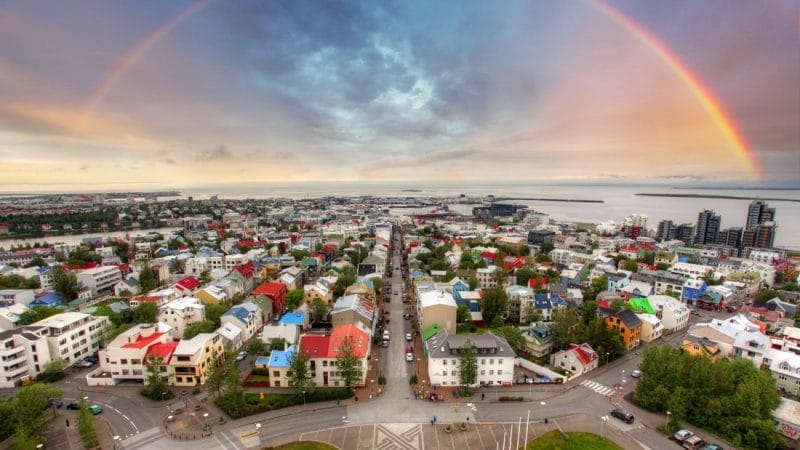 view from Hallgrimskirkja church in downtown Reykjavik on the Reykjavik walking tour