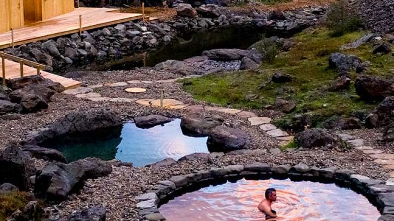 Iceland hot spring, Giljaböð hot springs in the highlands of Iceland from Húsafell