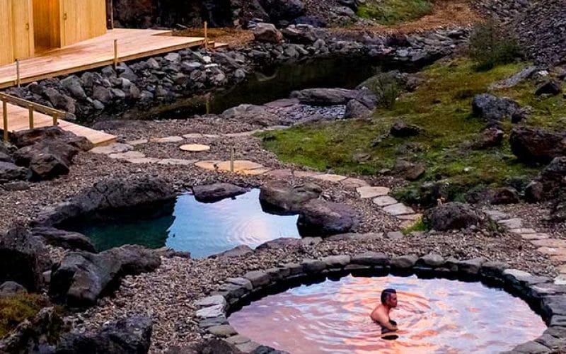 Iceland hot spring, Giljaböð hot springs in the highlands of Iceland from Húsafell