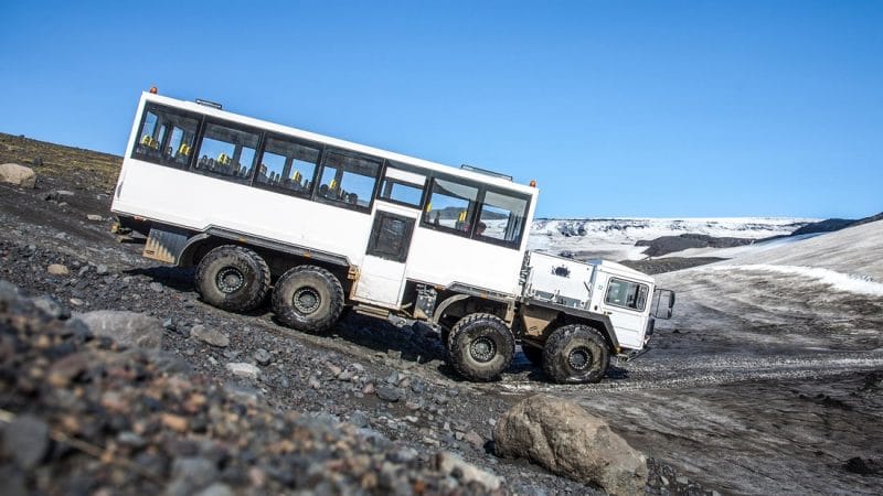 glacier truck on the way to Myrdalsjokull glacier in south Iceland