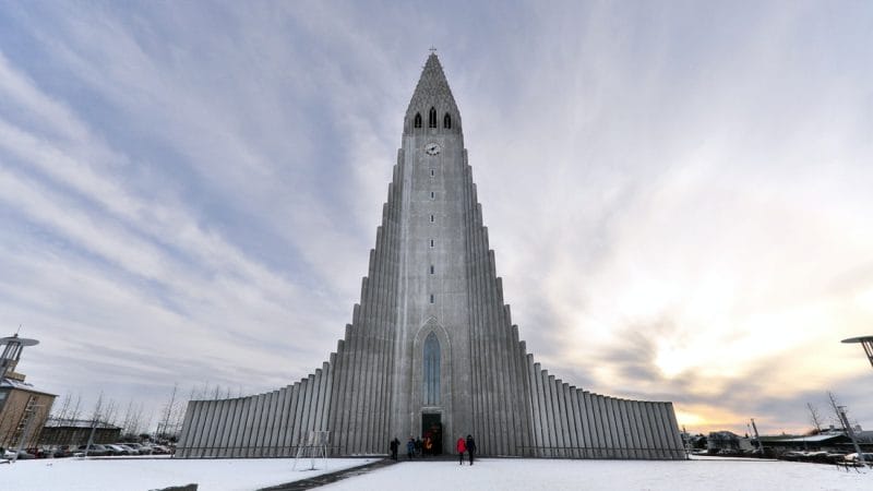 Hallgrimskirkja church in downtown Reykjavik on the Reykjavik walking tour