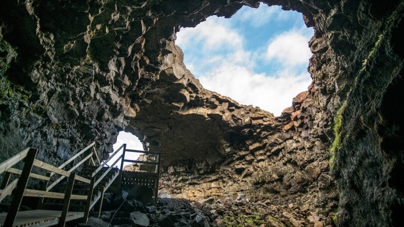 inside Víðgelmir lava cave in west Iceland
