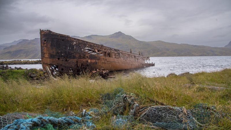 shipwreck in Djúpavík in Westfjords of Iceland