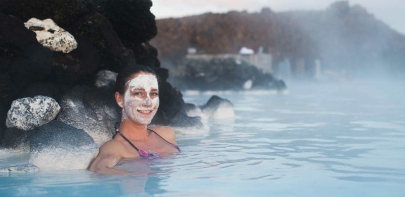 Blue lagoon skin care in Iceland, arriving early in Iceland