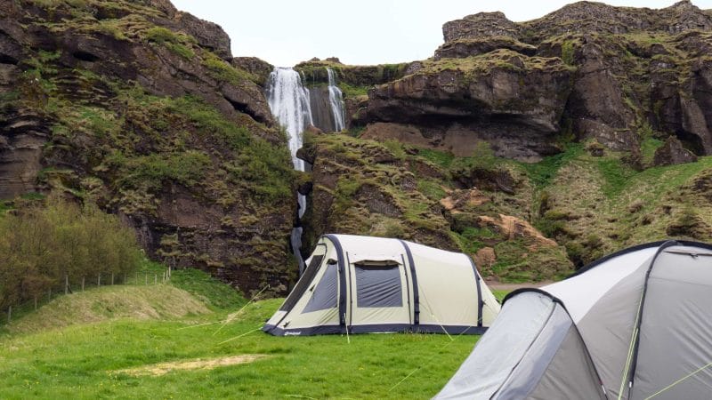 Camping at Gluggafoss in south Iceland