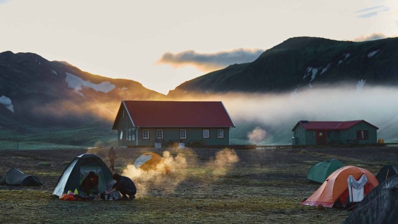 Laugavegur campsite in the highlands of Iceland