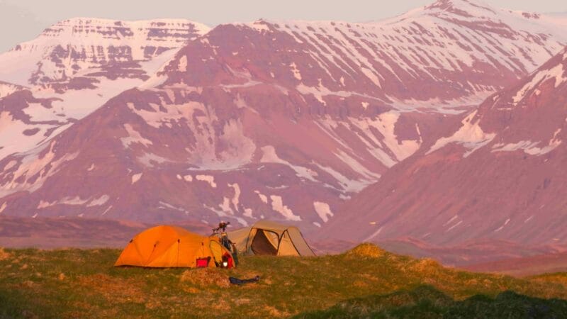 Camping in Iceland in July, Midnight sun in Iceland