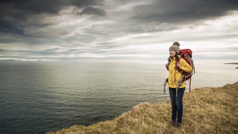 Hiking with a backpack in Iceland