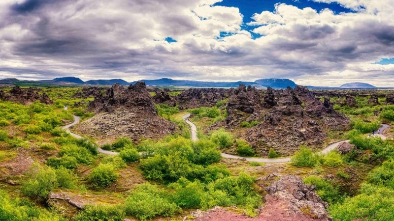 Mývatn Dimmuborgir lava field in north Iceland